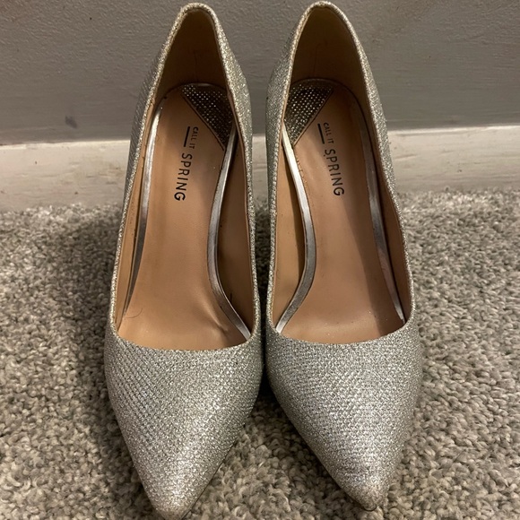 Silver Sparkle Heels Size 6 - Picture 1 of 5